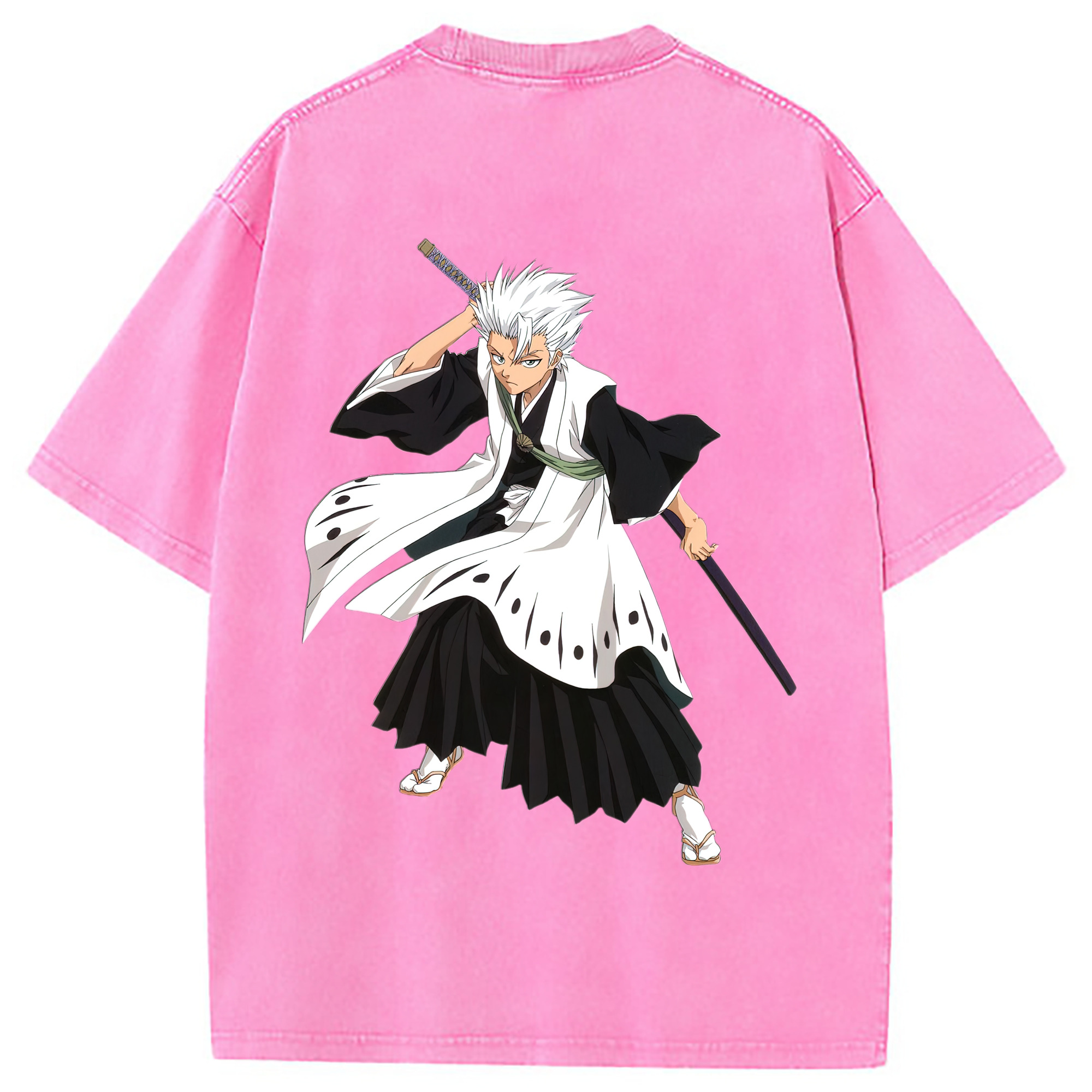 （画像用） ブリーチ 日番谷冬獅郎（ひつがや とうしろう） BLEACH Hitsugaya Toushirou 綿100% ヴィンテージ風 半袖Tシャツ（背面プリント）